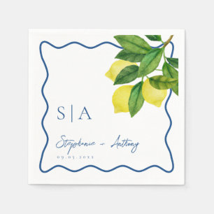 Monogramme Zitronenfrüchte, Hochzeitssonne an der Serviette