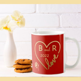Monogramme zur Liebe des roten Herzens/Anfangsjahr Kaffeetasse
