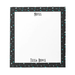 Monogrammed Black Blue Abstract Modern Pattern Notizblock