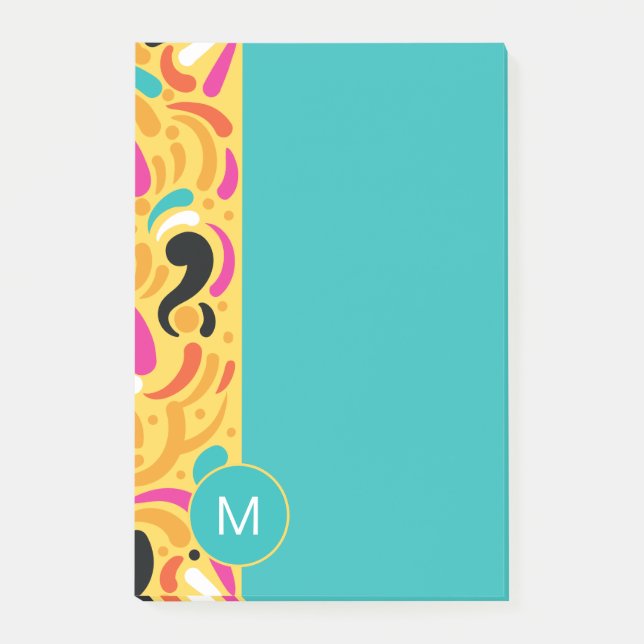 Monogrammed Boldy Colored Abstract Post-it Klebezettel (Vorderseite)