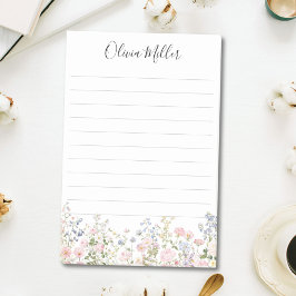 Monogrammed Colorful Flower Garden Floral Lined Post-it Klebezettel