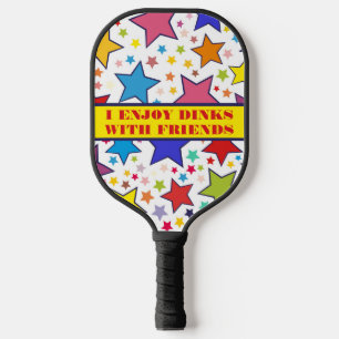 Monogrammed Colorful Stars, Dinks With Friends Pickleball Schläger