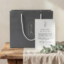 Monogrammed Dark Grey Custom Wedding Welcome Bag Große Geschenktüte