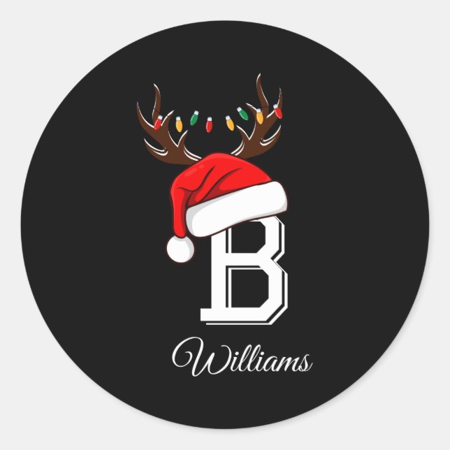 Monogrammed Family Christmas Matching Outfits _3  Runder Aufkleber (Vorderseite)