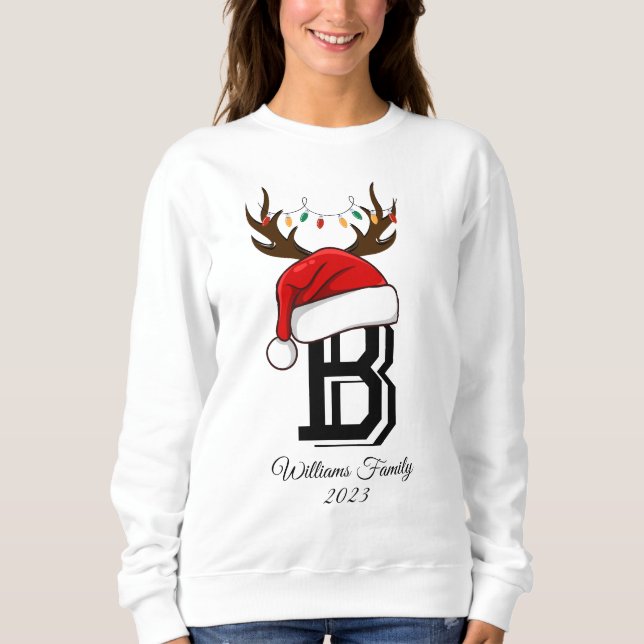 Monogrammed Family Christmas Matching Outfits Sweatshirt (Vorderseite)