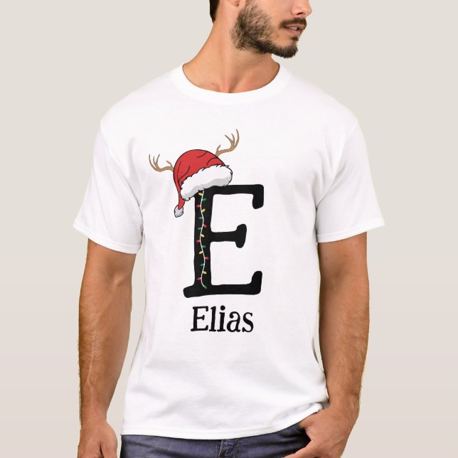 Monogrammed Family Christmas Personalize With Name T-Shirt (Vorderseite)