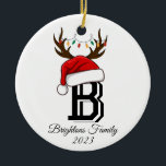 Monogrammed Family Name Santa Claus Christmas  Keramik Ornament<br><div class="desc">Monogrammed Family Name Santa Claus Christmas</div>
