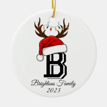 Monogrammed Family Name Santa Claus Christmas 