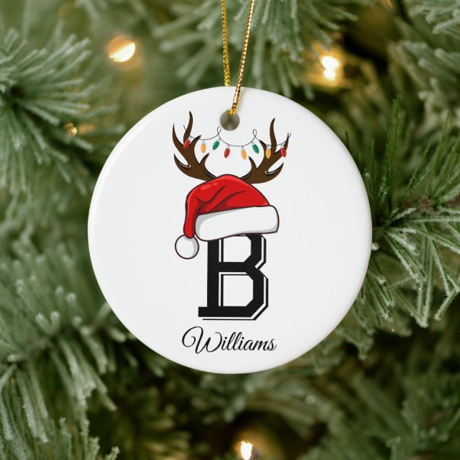 Monogrammed Family Santa Claus Christmas  Keramik Ornament (Baum)