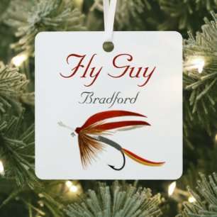 Monogrammed Fishermen  Fly Fishing lure Ornament Aus Metall
