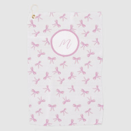 Monogrammed Frilly Coquette Pink watercolor Bow  Golfhandtuch
