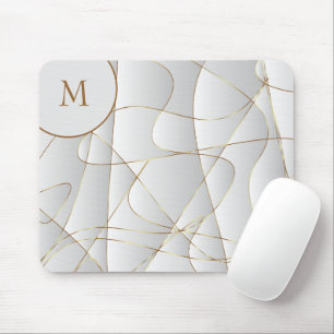Monogrammed Gold Lines Mousepad