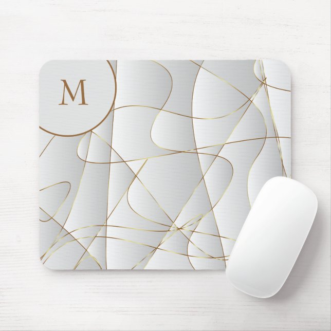 Monogrammed Gold Lines Mousepad (Mit Mouse)