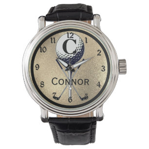 Monogrammed Golf Tee Gold Armbanduhr