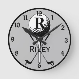 Monogrammed Golf Tee Runde Wanduhr