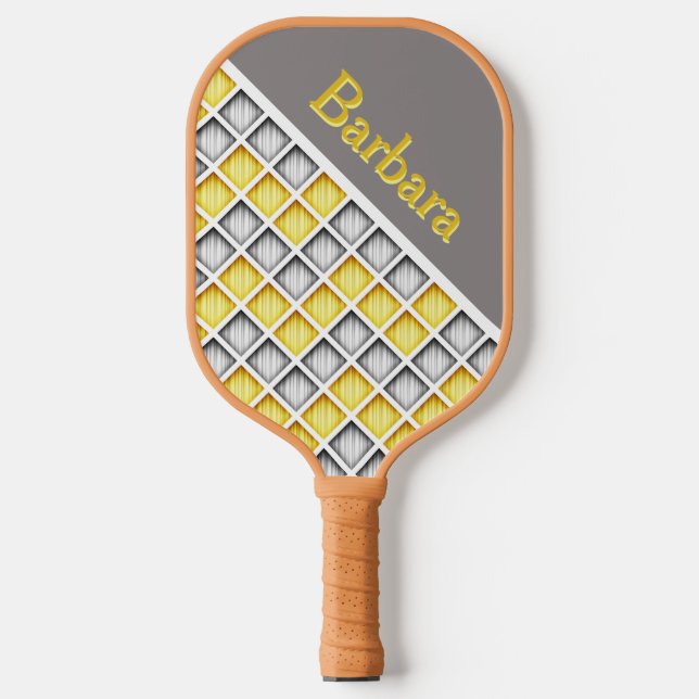 Monogrammed Gray And Yellow Pickleball Paddle (Vorderseite)