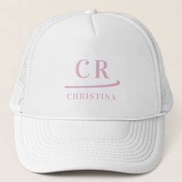 Monogrammed Initials Name Minimalist Pink & White Truckerkappe