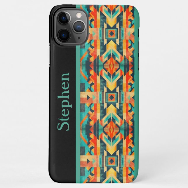 Monogrammed Native American Aztec iPhone Hülle (Rückseite)