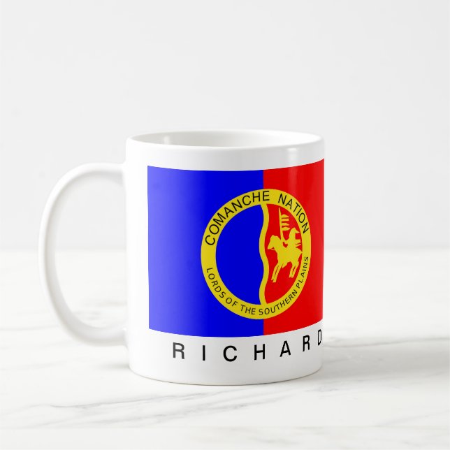 Monogrammed Native American Comanche Nation Flag Kaffeetasse (Links)