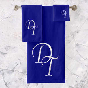 Monogrammed -  navy blue badhandtuch set