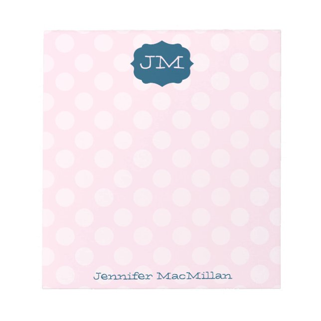 Monogrammed Preppy Notepad, Pink & Navy, Notizblock (Vorderseite)