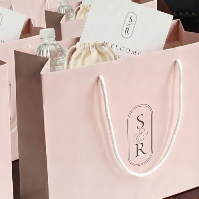 Monogrammed Rose Personalized Wedding Welcome Bag Große Geschenktüte (Von Creator hochgeladen)