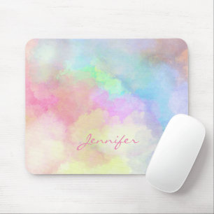 Monogrammed Soft Pastel Watercolor Mousepad