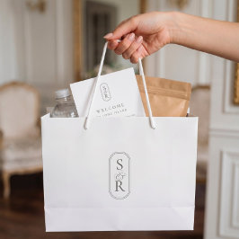 Monogrammed White Personalized Wedding Welcome Bag Große Geschenktüte