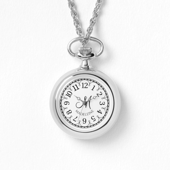 Monogrammed Women's Watch Necklace Armbanduhr (Vorderseite)