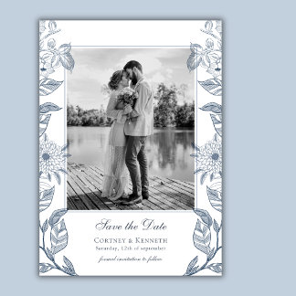 Monogrammfoto französische Hochzeit Merken Sie sic Einladung