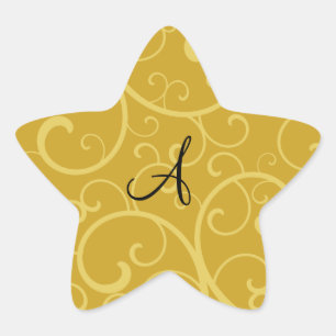 MonogrammgoldWirbel Stern-Aufkleber