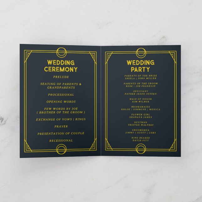 monogrammgotische faltbare Hochzeitsprogrammkarte Programm (Innenseite)