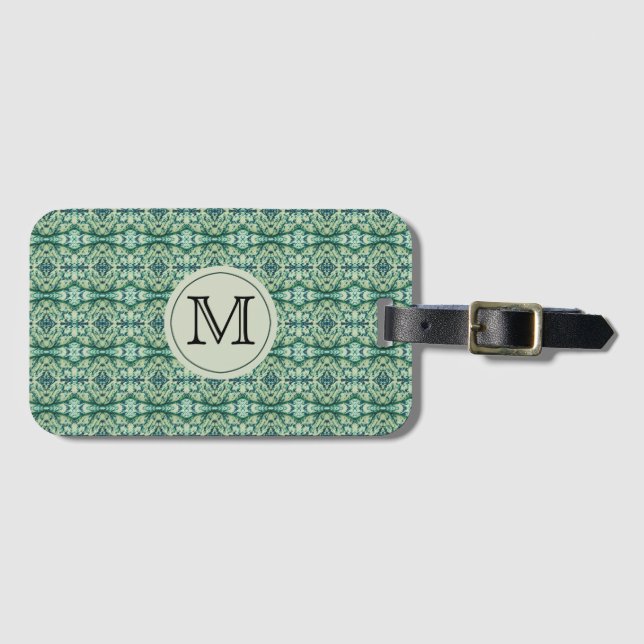 Monogrammgrüner Caladium-Gepäckanhänger Gepäckanhänger (Vorderseite (Horizontal))