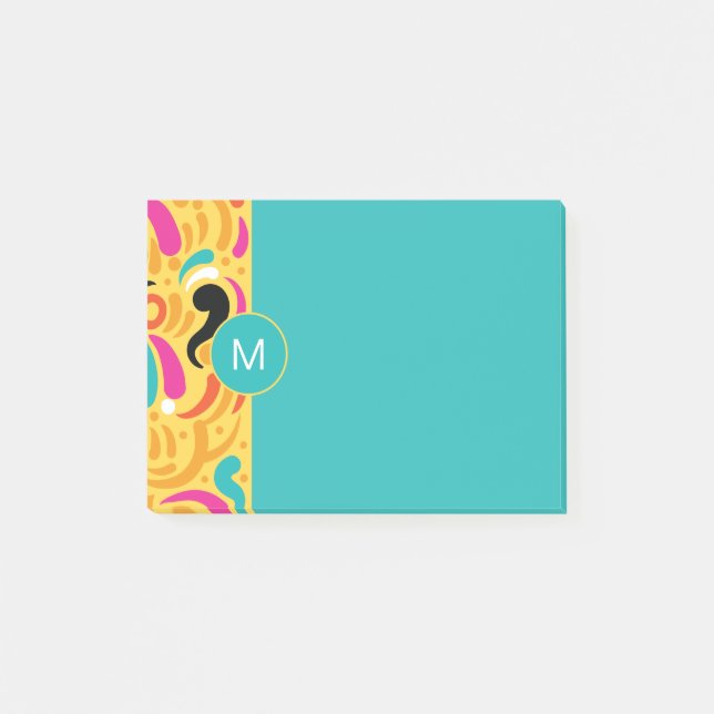 Monogrammiert Fette Farbige Abstrakte Post-it Klebezettel (Vorderseite)