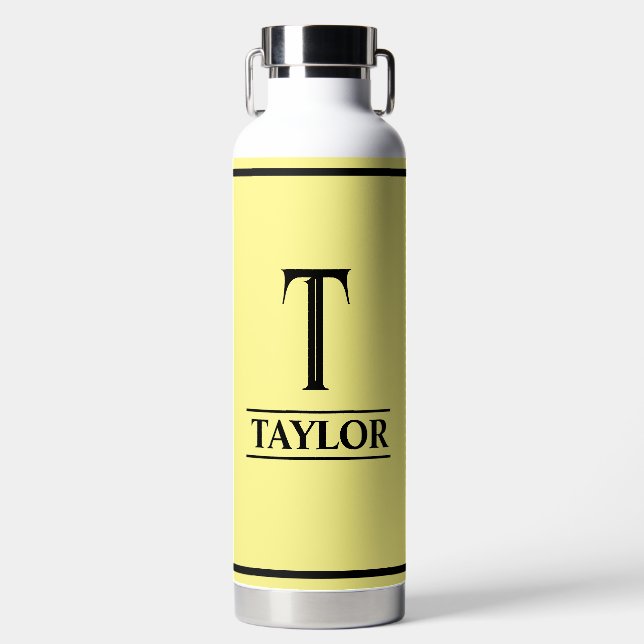 Monogrammiert Gelb Trinkflasche (Vorderseite)
