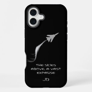 Monogrammiert,Poesie, Fliegen, Flugzeug mit Rauch iPhone 16 Plus Hülle
