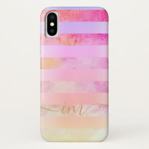 Monogrammierte Abstrakte Gelbstreifen in Wasserfar Case-Mate iPhone Hülle