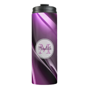 Monogrammierte abstrakte violette 3D-Kunst Thermosbecher