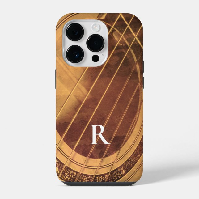 Monogrammierte Akustikgitarre  iPhone Hülle (Rückseite)