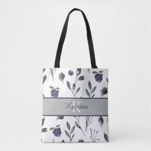 Monogrammierte Aquarell-Blumentasche