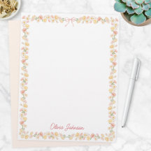 Monogrammierte Aquarell-Gelb-Rosa-Blumen Floral