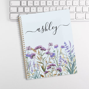Monogrammierte Aquarell-Lila-Wildblumenwiese Planer