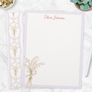 Monogrammierte Aquarell-Maiglöckchen-Blumen Briefbogen