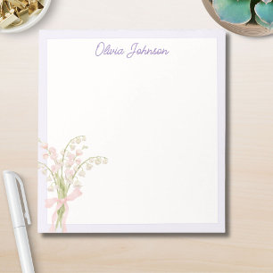 Monogrammierte Aquarell-Maiglöckchen-Blumen Notizblock