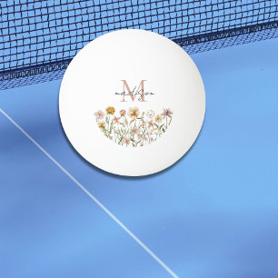 Monogrammierte Aquarell-Wildblumen-Wiesen-Blumen Tischtennisball