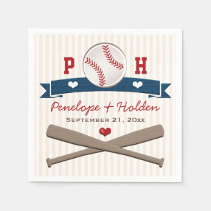 MONOGRAMMIERTE BASEBALL HOCHZEIT SERVIETTE