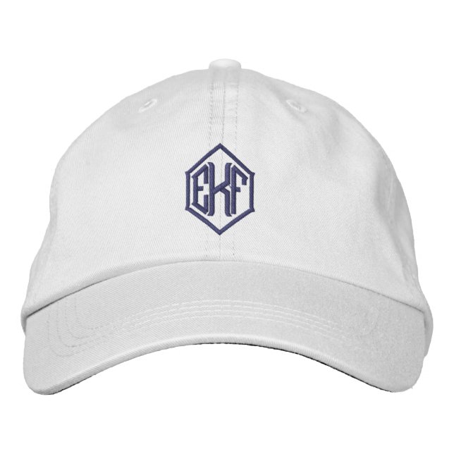 Monogrammierte Baseballmütze mit drei Initialen Bestickte Baseballkappe (Vorderseite)