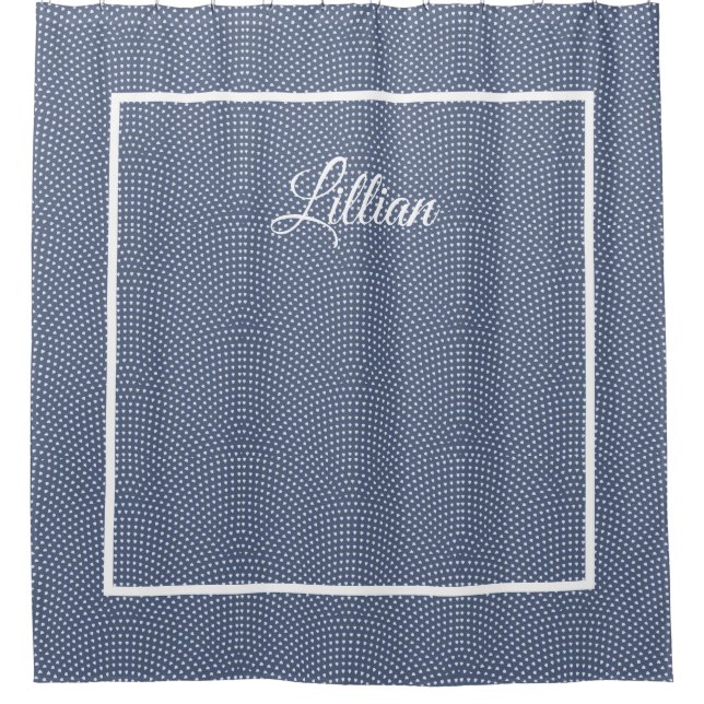 Monogrammierte blaue Bögen Duschvorhang (Vorderseite)
