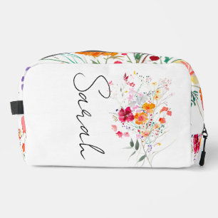 Monogrammierte Blumen-Make-up-Tasche Waschbeutel