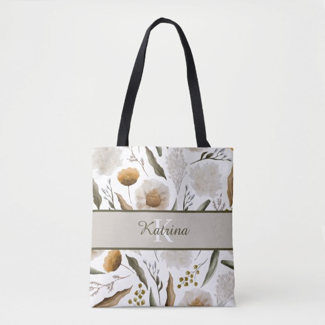 Monogrammierte Blumen-Tasche (Vorderseite)